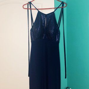 Navy Blue Backless Prom Dress from Macy's